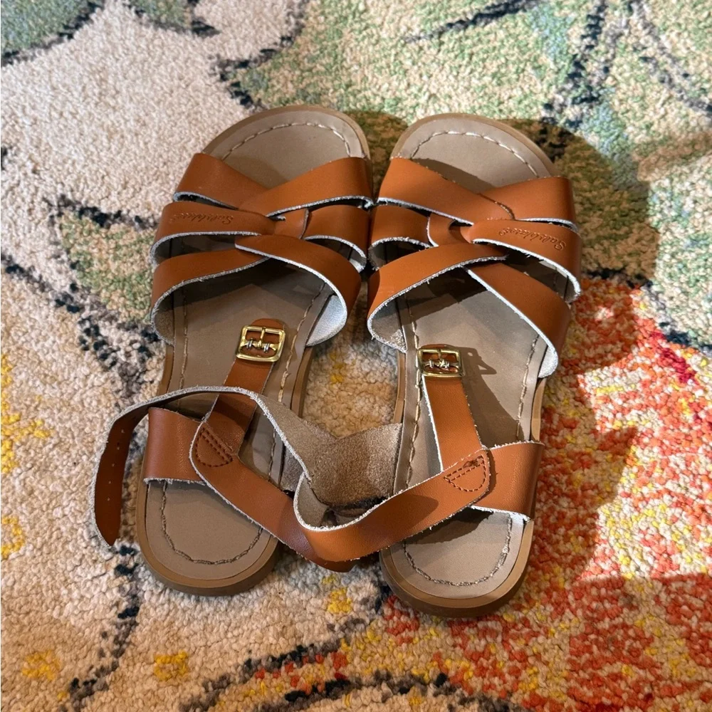 Salt Water Sandals Tan Brown Leather Sandals Women’s 9, Men’s 7 - Picture 2 of 7